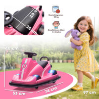 Kinder Autoscooter 360° drehbar mit LED und Musik 3-8 Jahre rosa