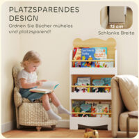 Kinder Bücherregal mit 3 Ablagen für Aufbewahrung Kinderzimmer aus Holz