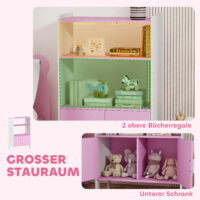Kinder Bücherregal mit Schrank und Regalen sicher rosa weiss