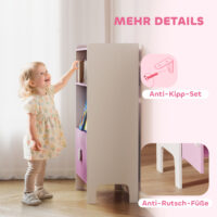 Kinder Bücherregal mit Schrank und Regalen sicher rosa weiss