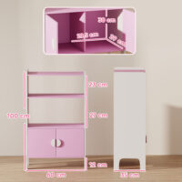 Kinder Bücherregal mit Schrank und Regalen sicher rosa weiss