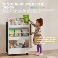 Kinder Bücherregal mit Tafel und Rollen für Kinderzimmer
