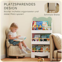 Kinder Bücherregal 3-stufig mit Tiermotiv für Kinderzimmer grün