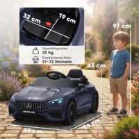 Kinder Elektroauto 12V mit Fernbedienung LED und Musik grau