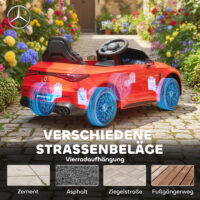Kinder Elektroauto 12V mit Fernbedienung LED und Musik 3-6 Jahre rot