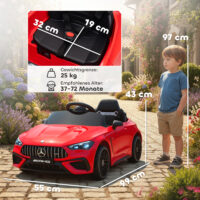Kinder Elektroauto 12V mit Fernbedienung LED und Musik 3-6 Jahre rot