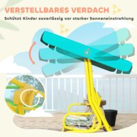 Kinder Hollywoodschaukel 2-Sitzer mit Sonnendach und Sicherheitsgurt
