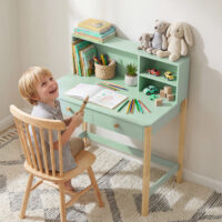 Kinder Schreibtisch mit Schubladen und Regal für Kinder grün