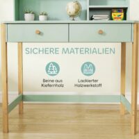 Kinder Schreibtisch mit Schubladen und Regal für Kinder grün