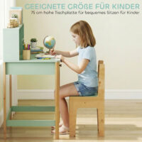 Kinder Schreibtisch mit Schubladen und Regal für Kinder grün