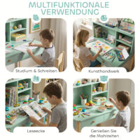 Kinder Schreibtisch mit Schubladen und Regal für Kinder grün