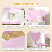Kinder Schreibtisch Set mit Stuhl und Schublade für Mädchen rosa