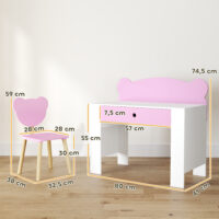 Kinder Schreibtisch Set mit Stuhl und Schublade für Mädchen rosa