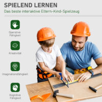 Kinder-Werkbank mit 37-teiligem Zubehör, Spielzeug für kreative Rollenspiele und handwerkliche Aktivitäten.