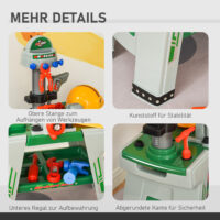 Kinder-Werkbank mit 37-teiligem Zubehör, Spielzeug für kreative Rollenspiele und handwerkliche Aktivitäten.