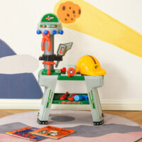 Kinder-Werkbank mit 37-teiligem Zubehör, Spielzeug für kreative Rollenspiele und handwerkliche Aktivitäten.