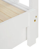 Weisses Kinderbett 90x200 cm mit zusätzlicher Liegefläche.