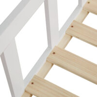 Weisses Kinderbett 90x200 cm mit zusätzlicher Liegefläche.