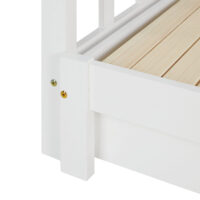 Weisses Kinderbett 90x200 cm mit zusätzlicher Liegefläche.