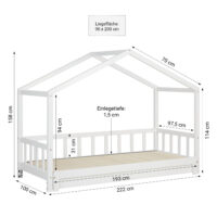 Weisses Kinderbett 90x200 cm mit zusätzlicher Liegefläche.
