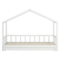 Weisses Kinderbett 90x200 cm mit zusätzlicher Liegefläche.