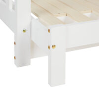 Weisses Kinderbett 90x200 cm mit zusätzlicher Liegefläche.