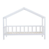 Kinderbett Hausbett 90x200cm mit Lattenrost Massivholz Weiss
