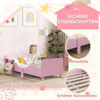 Kinderbett mit Schutzgitter ohne Matratze für Kinderzimmer rosa