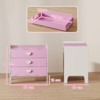 Kinderkommode mit 3 Schubladen für Mädchenzimmer rosa weiss