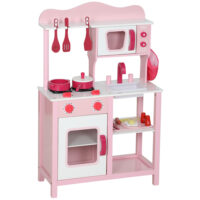 Kinderküche Spielzeug mit Zubehör und Geräuschen aus Holz rosa