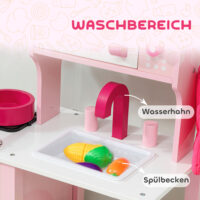 Kinderküche Spielzeug mit Zubehör und Geräuschen aus Holz rosa