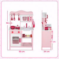 Kinderküche Spielzeug mit Zubehör und Geräuschen aus Holz rosa