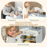 Kinderküche mit Spülmaschine und Zubehör ab 3 Jahren aus Holz