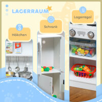 Kinderküche mit Zubehör Herd Mikrowelle und Kreidetafel weiss
