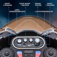 Rotes Elektromotorrad für Kinder ab 18 Monaten mit verschiedenen Musikmodi, für zusätzlichen Fahrspass.