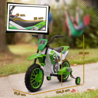 Kindermotorrad Elektro mit Stützrädern ab 3 Jahren grün-weiss