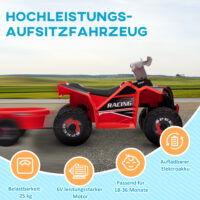 Kinderquad Elektro mit Anhänger für Kleinkinder bis 25kg rot