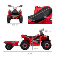 Kinderquad Elektro mit Anhänger für Kleinkinder bis 25kg rot