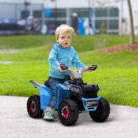 Blaues 6V Elektro-Quad für Kinder von 1.5-3 Jahren, erreicht eine Geschwindigkeit von 2.5 km/h.