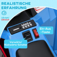 Blaues 6V Elektro-Quad für Kinder von 1.5-3 Jahren, erreicht eine Geschwindigkeit von 2.5 km/h.