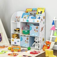 Kinderregal Spielzeugregal mit hoher Kapazität, 2 Boxen, Holz Weiss