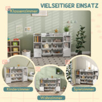 Kinderregal mit Aufbewahrungsboxen für Spielzeug und Bücher