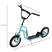 Blauer Kinderroller mit 12 Zoll Luftreifen, ideal für eine sanfte und komfortable Fahrt.