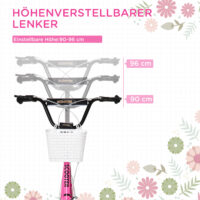 Rosa Kinderroller mit Bremse, höhenverstellbar für kleine Fahrerinnen.
