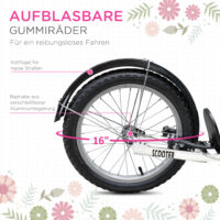 Rosa Kinderroller mit Bremse, höhenverstellbar für kleine Fahrerinnen.