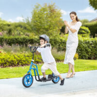 Kinderroller höhenverstellbar mit grossen Rädern und Handbremse blau