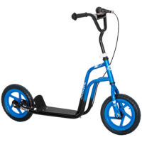 Kinderroller höhenverstellbar mit grossen Rädern und Handbremse blau