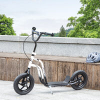 Kinderroller mit verstellbarem Lenker und Handbremse 5-12 Jahre weiss