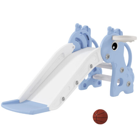 Kinderrutsche 3-in-1 mit Basketballkorb und Ball blau