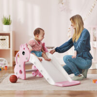 Kinderrutsche 3-in-1 mit Basketballkorb und Ball rosa